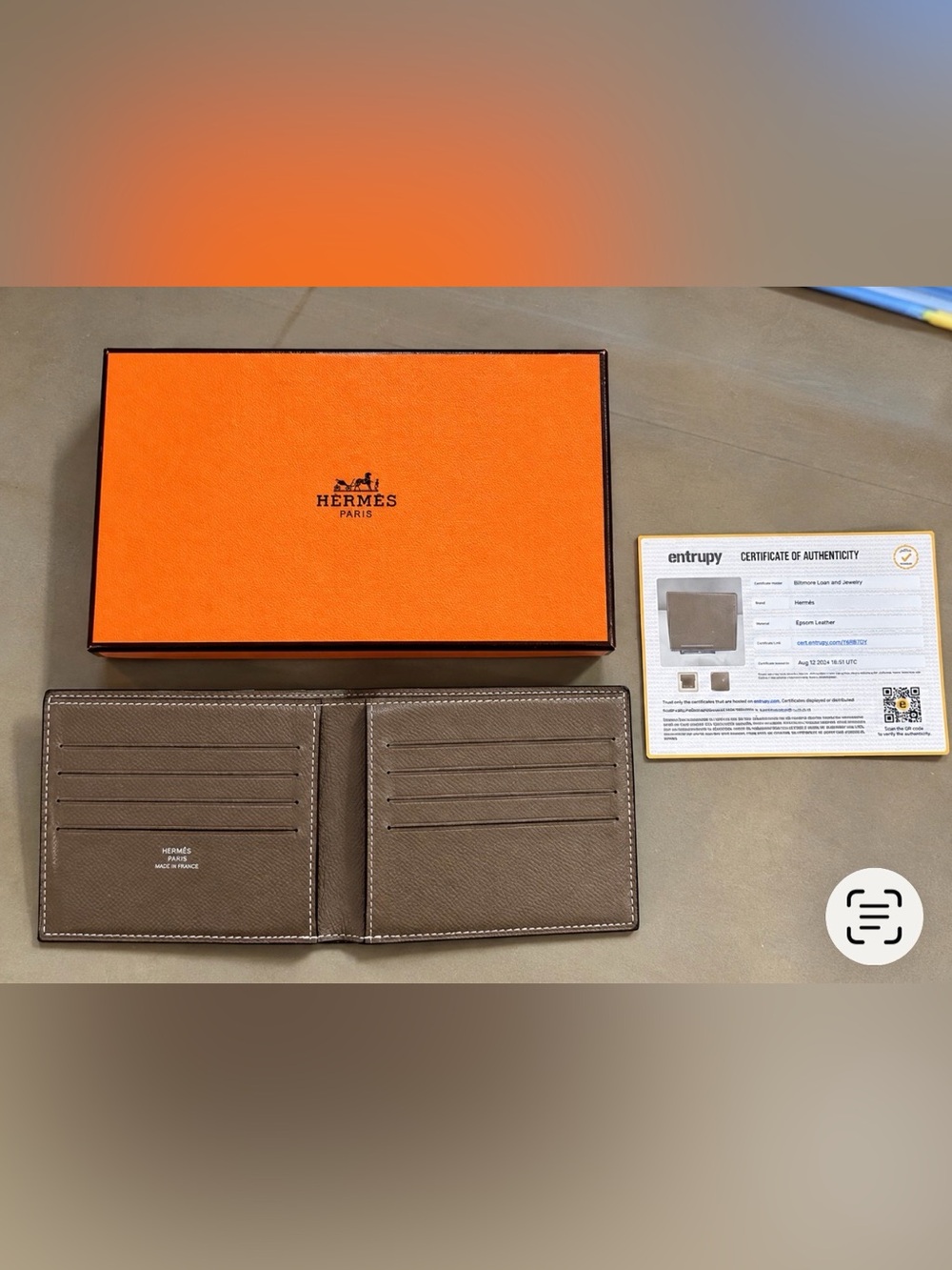 Hermès MC2 Copernic Etoupe Epsom Bifold Wallet